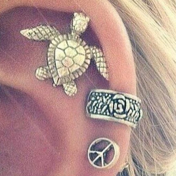 NWOT Silver Turtle Ear Cuff Set of 6 Earrings - Picture 2 of 3